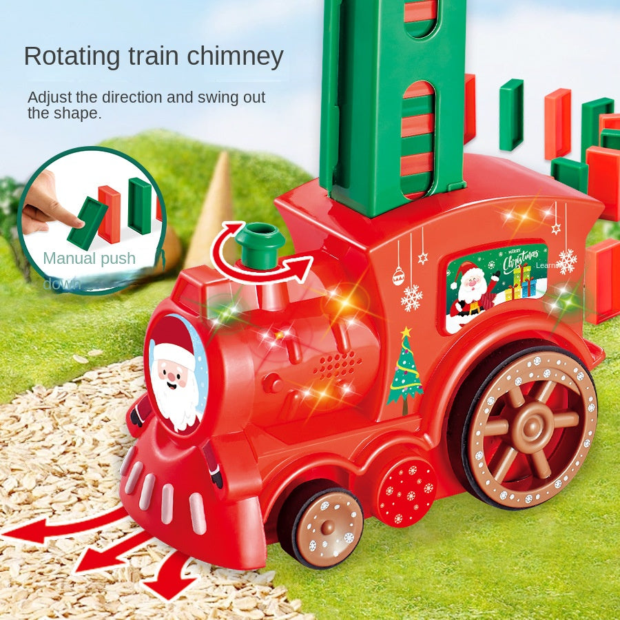 Christmas gift, dominoes, small train, lighting, music, automatic bidding, puzzle, DIY toy, electric bike