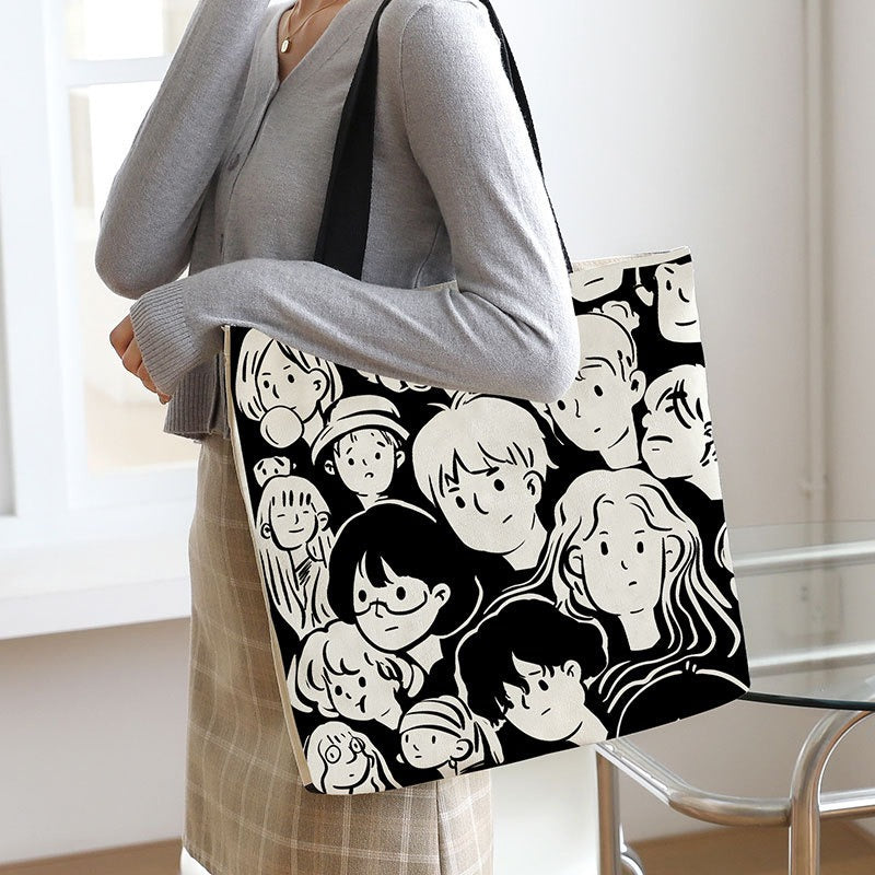 Canvas Bag Women's Large Capacity Handbag Original Bag College Student Shoulder Bag