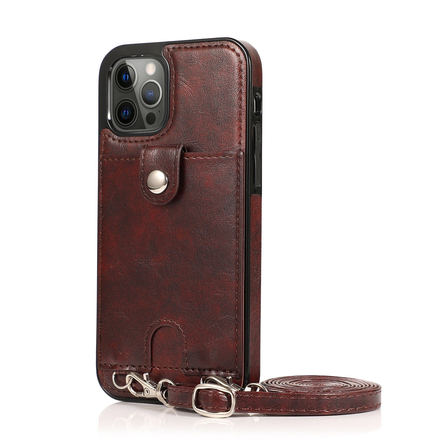 Suitable For iPhone 12promax Card Phone Leather Case Apple 13 Silicone Soft 7/8P Oblique  Phone Cover