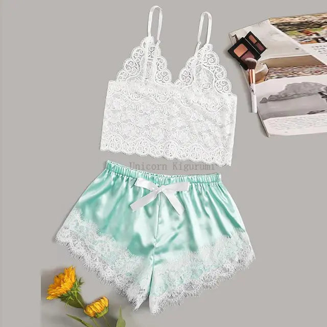 Lace Dot Print Pajama Set