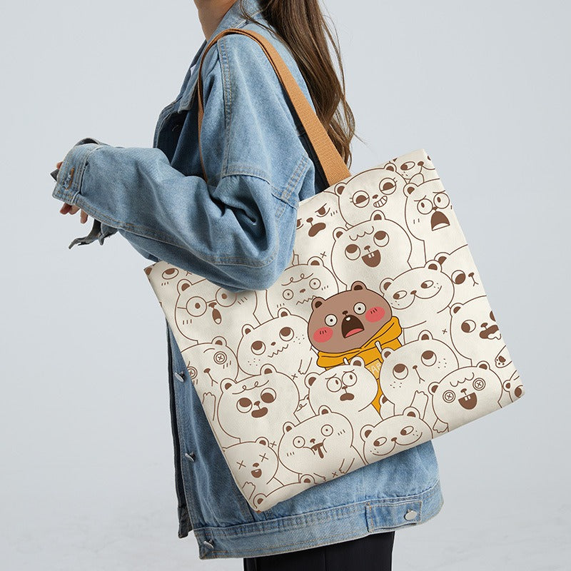 Canvas Bag Women's Large Capacity Handbag Original Bag College Student Shoulder Bag