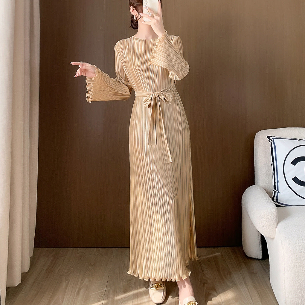 Wrinkled dress women's long base knitted skirt