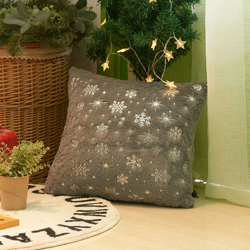 Christmas Snowflake Plush Hot Silver Sofa Pillowcase (excluding core) Home Pillow Cover