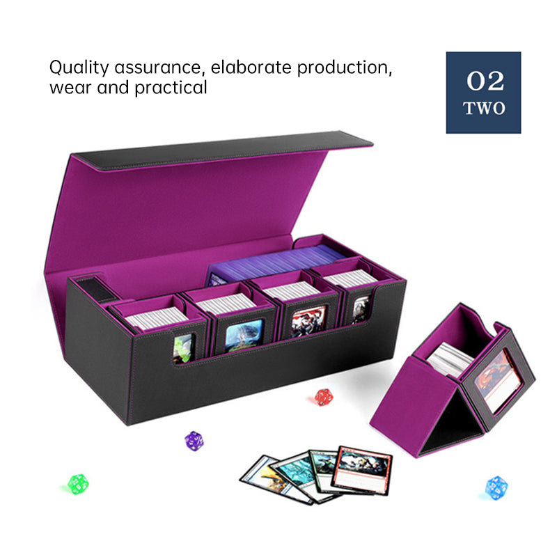 PU Leather Trading Cards Storage Box, holds 600+ cards, for Magic Game Cards, with magnetic closure and for commander decks