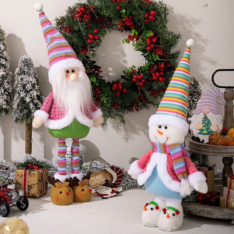 Colorful Santa Claus ornament Christmas rainbow retractable snowman figurine