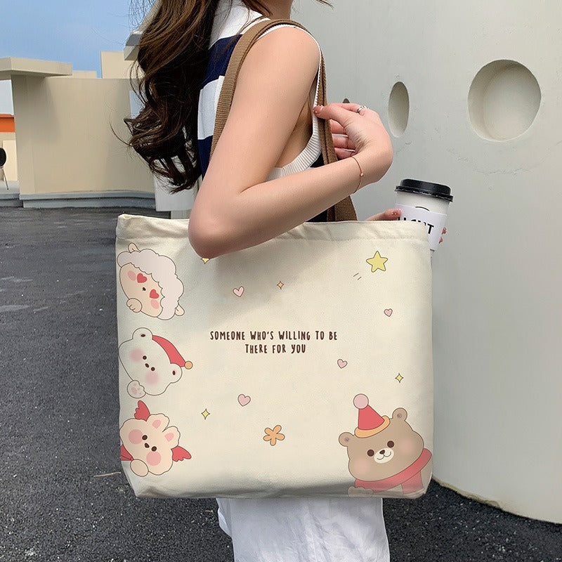 Canvas Bag Women's Large Capacity Handbag Original Bag College Student Shoulder Bag