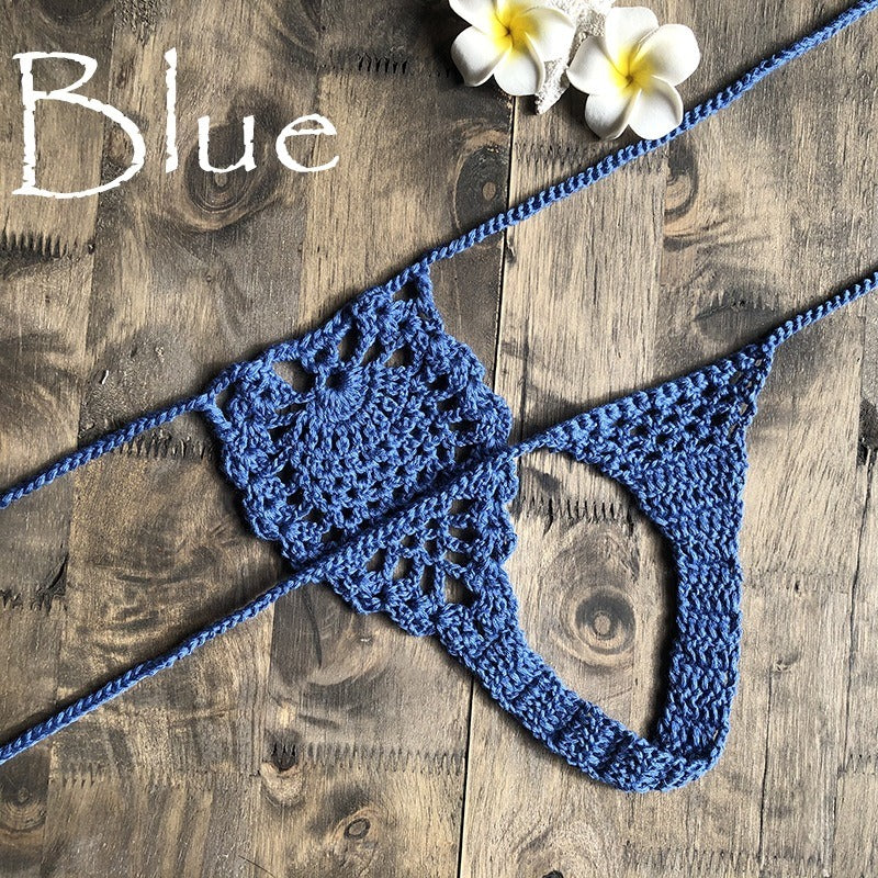 European and American fashion modern retro style Instagram beach handmade woven flower bud fun hollow out shorts