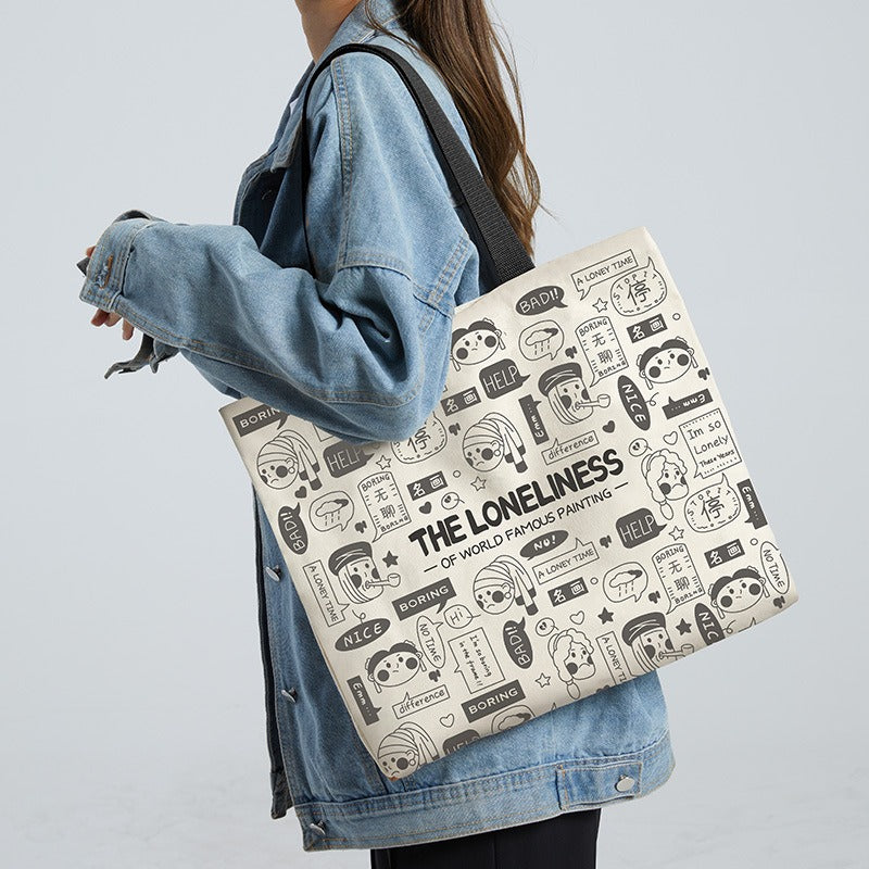 Canvas Bag Women's Large Capacity Handbag Original Bag College Student Shoulder Bag