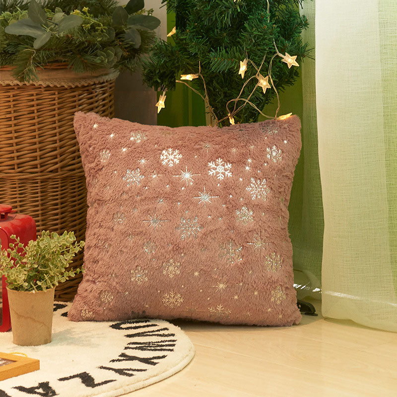 Christmas Snowflake Plush Hot Silver Sofa Pillowcase (excluding core) Home Pillow Cover