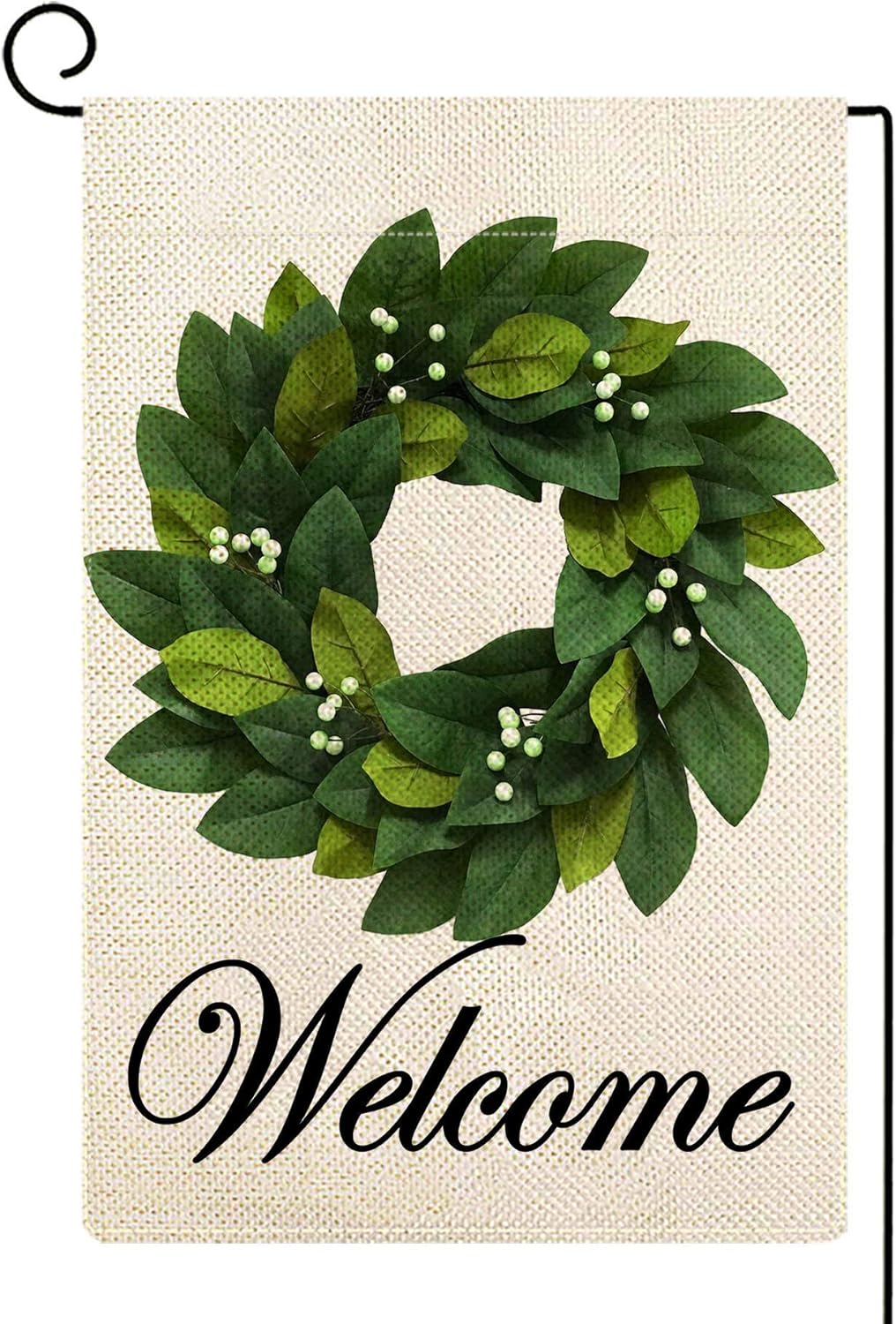 Spring Summer Welcome Wreath Garden Flag Magnolia Leaves Small Yard Flag Vertical Double Sided Burlap Farmhouse Seasonal