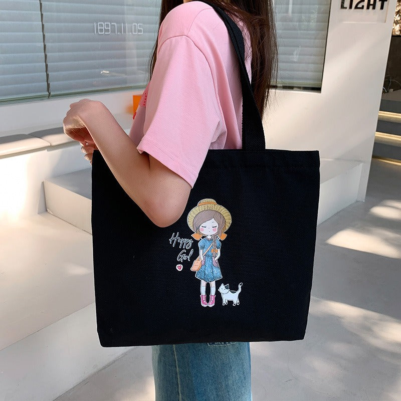 Canvas Bag Women's Large Capacity Handbag Original Bag College Student Shoulder Bag