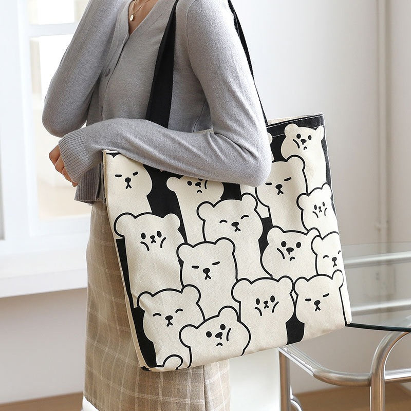 Canvas Bag Women's Large Capacity Handbag Original Bag College Student Shoulder Bag