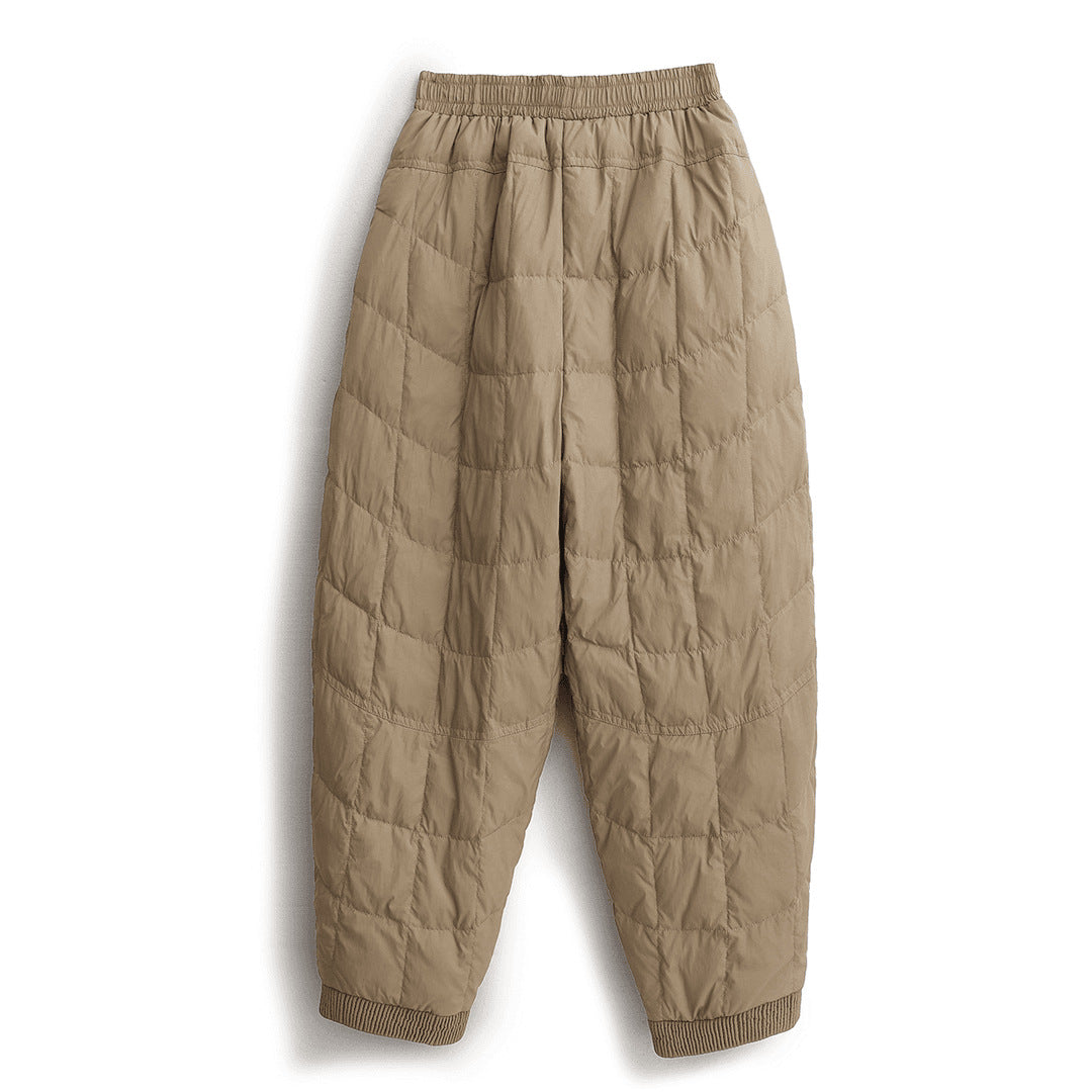 Fashionable loose elastic waist down cotton casual pants thick and warm down pants