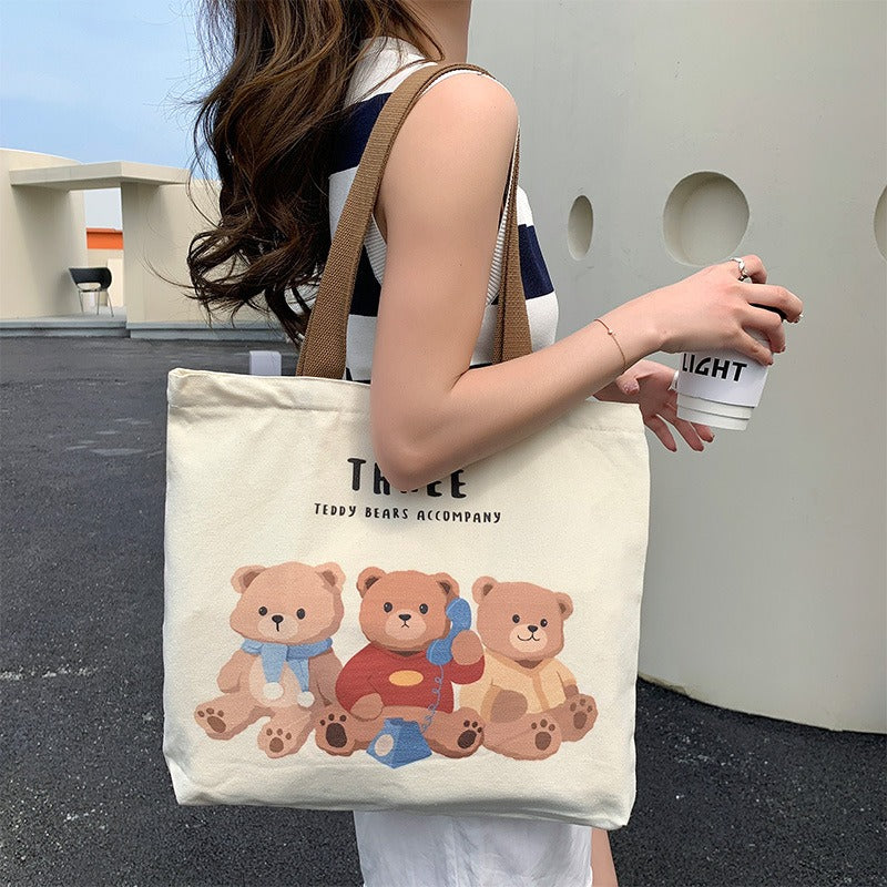 Canvas Bag Women's Large Capacity Handbag Original Bag College Student Shoulder Bag