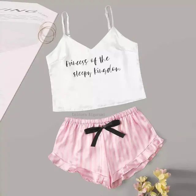 Lace Dot Print Pajama Set