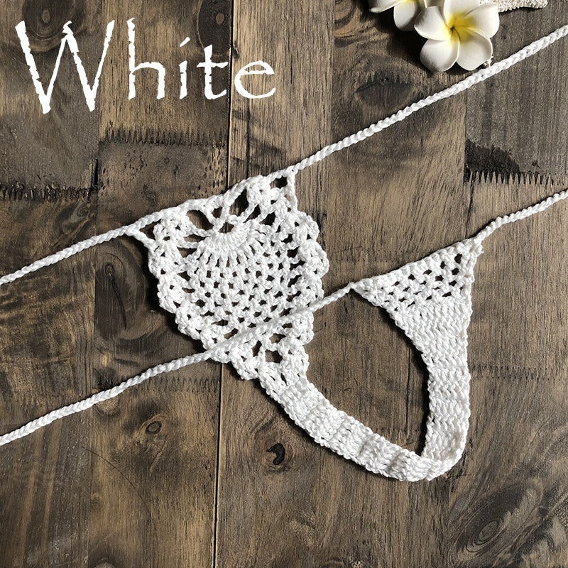 European and American fashion modern retro style Instagram beach handmade woven flower bud fun hollow out shorts