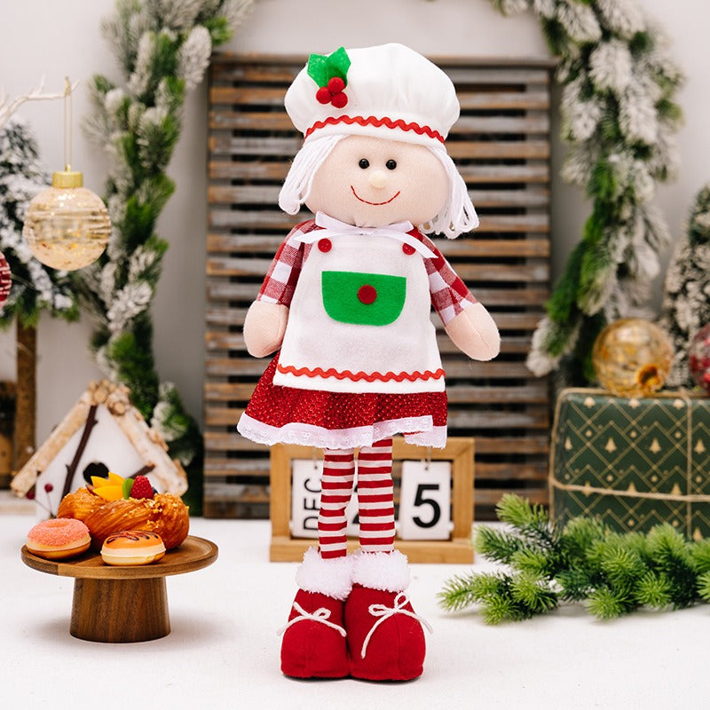 Christmas Chef Hat Old Man Snowman Telescopic Doll Christmas Old Man Doll Decoration
