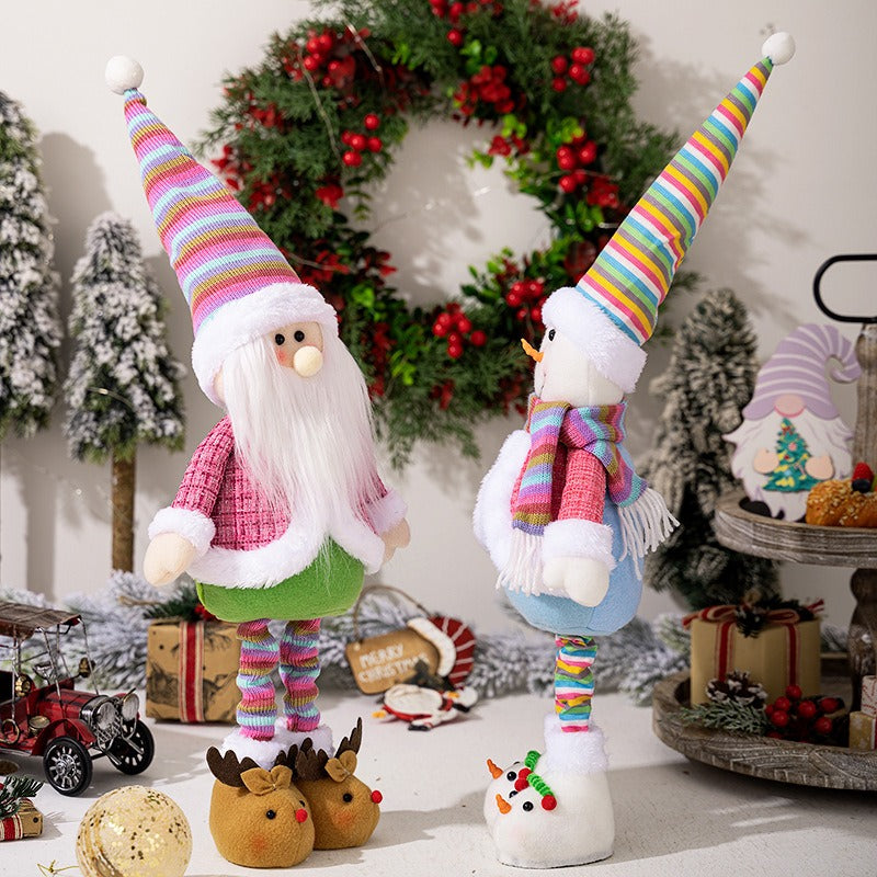 Colorful Santa Claus ornament Christmas rainbow retractable snowman figurine