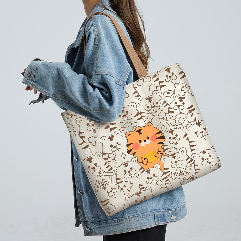 Canvas Bag Women's Large Capacity Handbag Original Bag College Student Shoulder Bag