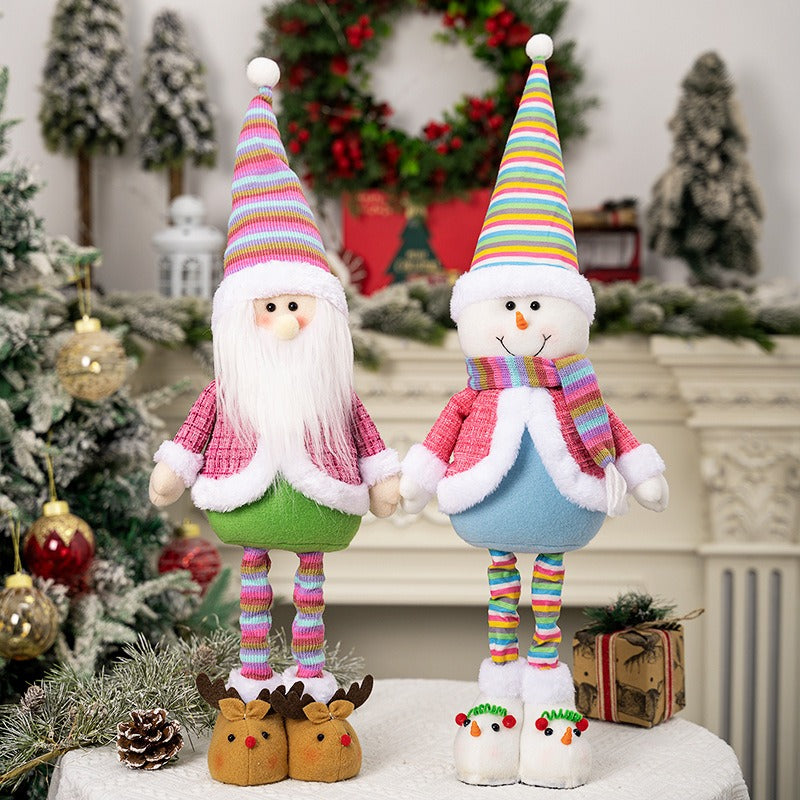Colorful Santa Claus ornament Christmas rainbow retractable snowman figurine