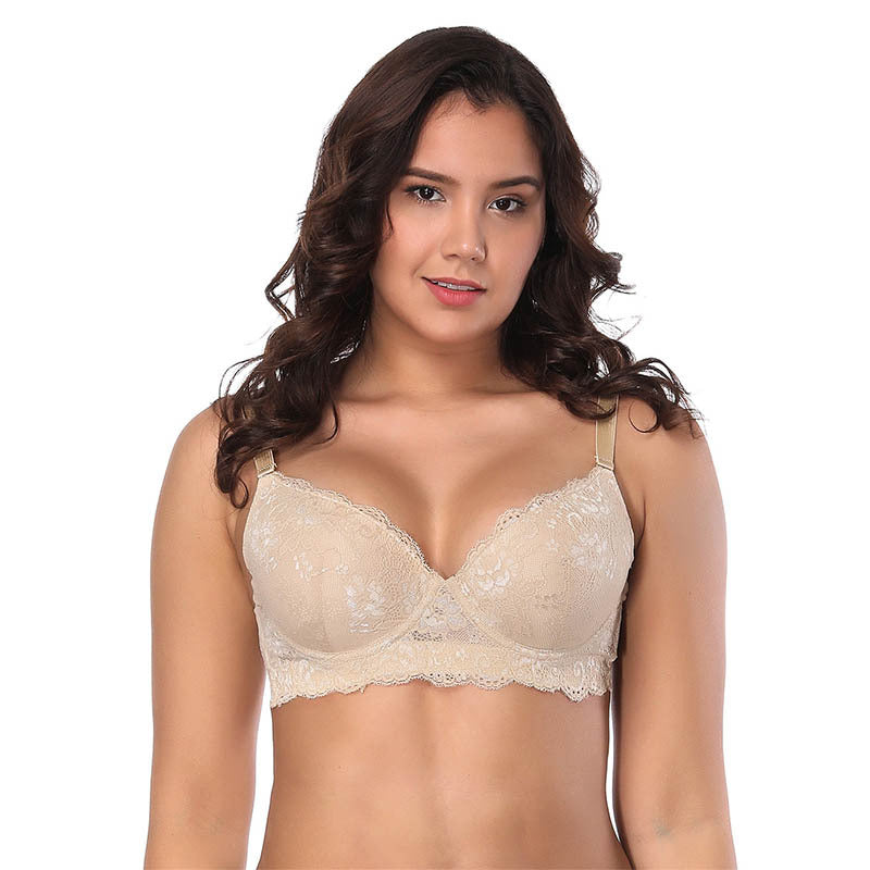 Underwear lace sexy bra thin mold cup steel ring