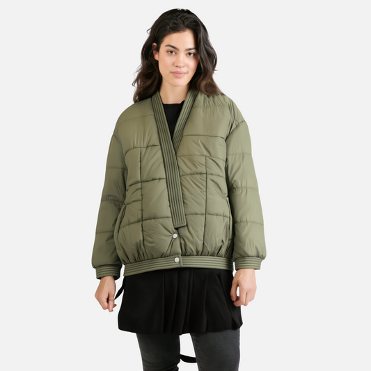 Women's military green loose long sleeved cotton jacket for women