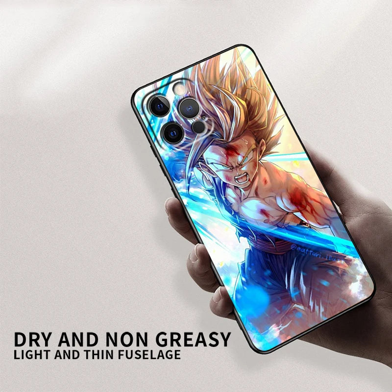 Japanese Art D-Dragon Ball Z For Apple iPhone 15 14 13 12 Pro Max Mini 11 Pro XS Max X XR 6 7 8 Plus SE 2020 Black Phone Case