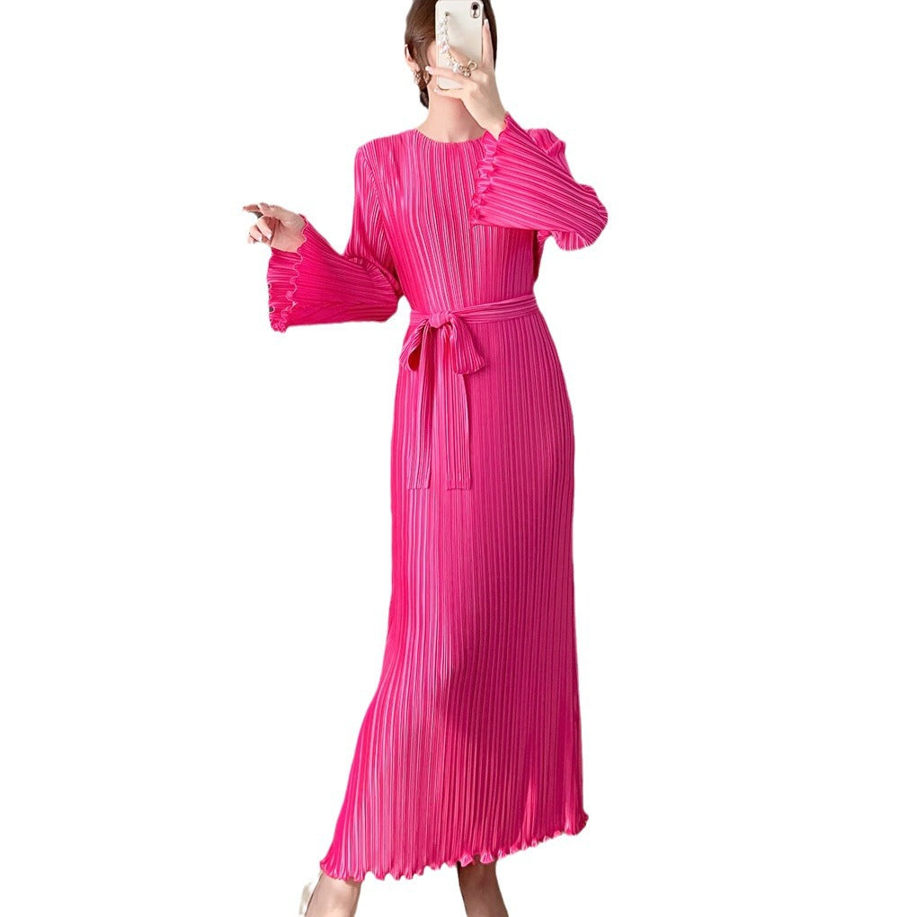 Wrinkled dress women's long base knitted skirt
