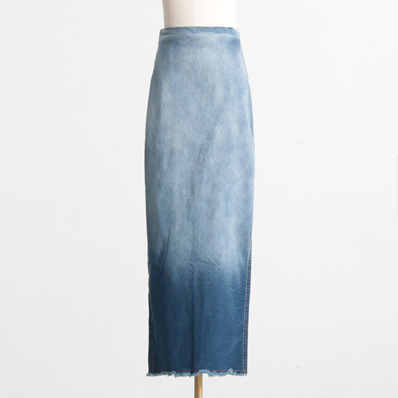 New Fashion High Waist Bag Hip Split Long Dress for Women
