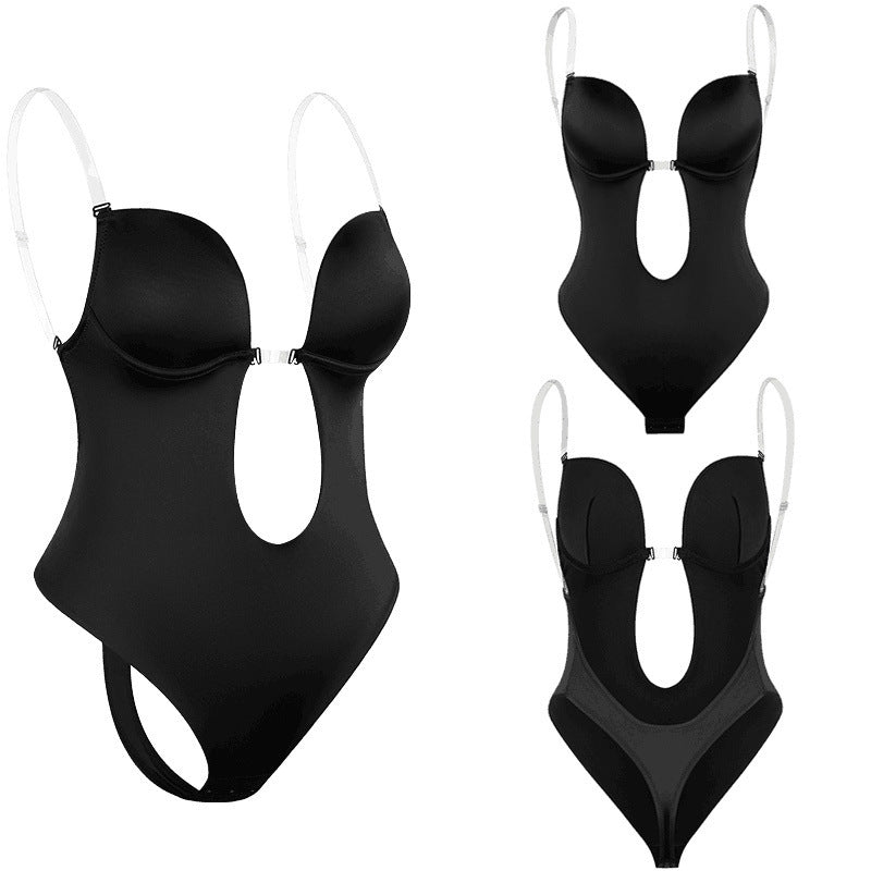 Bodysuit Deep V Backless Abdominal Corset Invisible Straps Bra Body Dress Evening Dress Shapewear