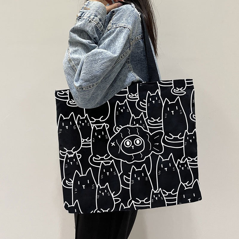 Canvas Bag Women's Large Capacity Handbag Original Bag College Student Shoulder Bag