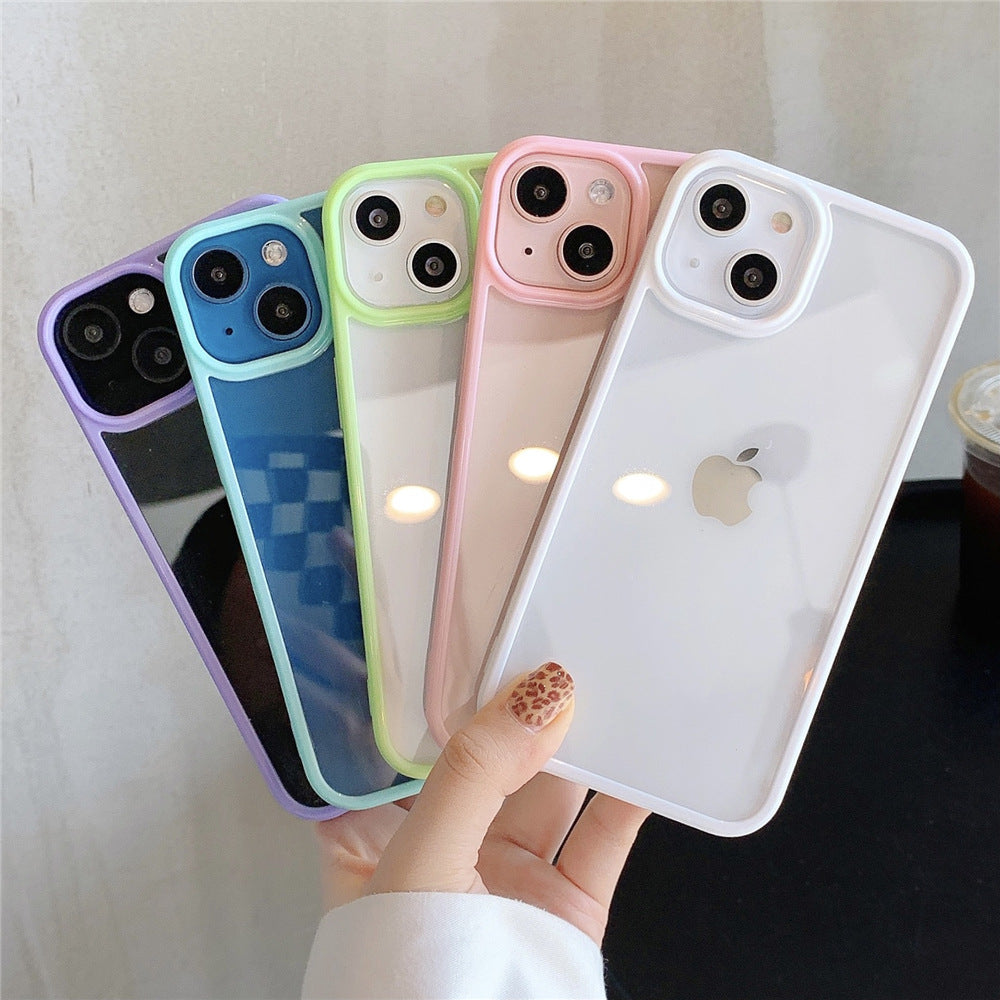 Candy colored acrylic suitable for Apple 14 Promax phone case iPhone 13mini groove 15Pr protective cover