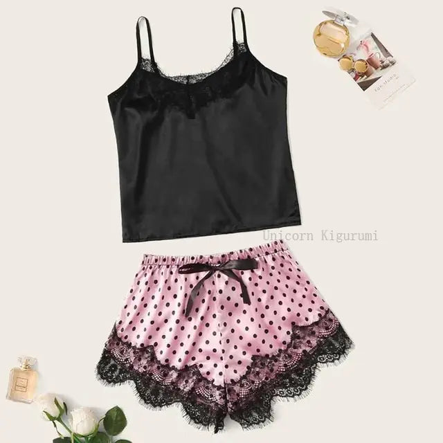 Lace Dot Print Pajama Set