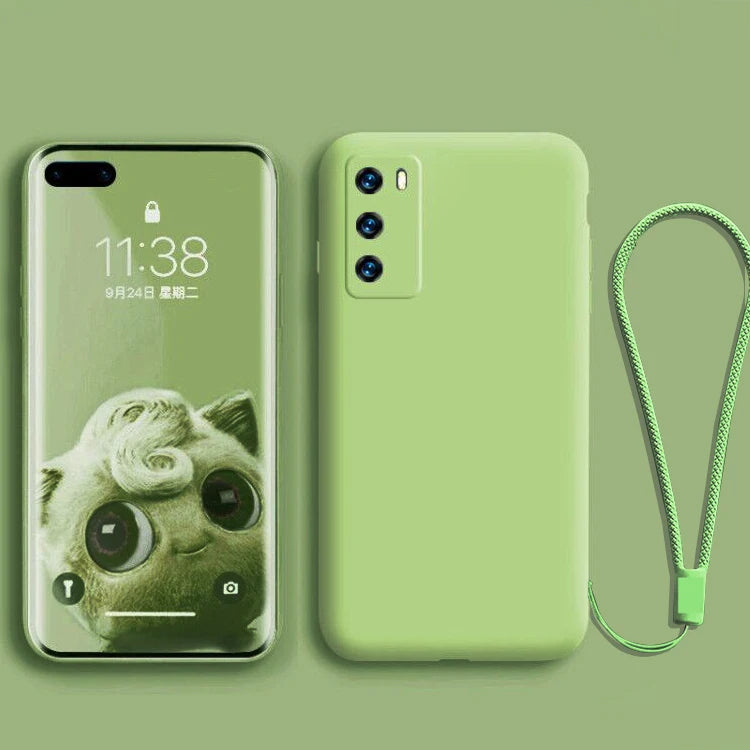 Liquid Silicone Case For Huawei  P40 P30 P20 Lite Pro Full protector Camera Case For Huawei Mate 20 30 Lite Pro Cover with Strap.