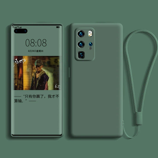 Liquid Silicone Case For Huawei  P40 P30 P20 Lite Pro Full protector Camera Case For Huawei Mate 20 30 Lite Pro Cover with Strap.