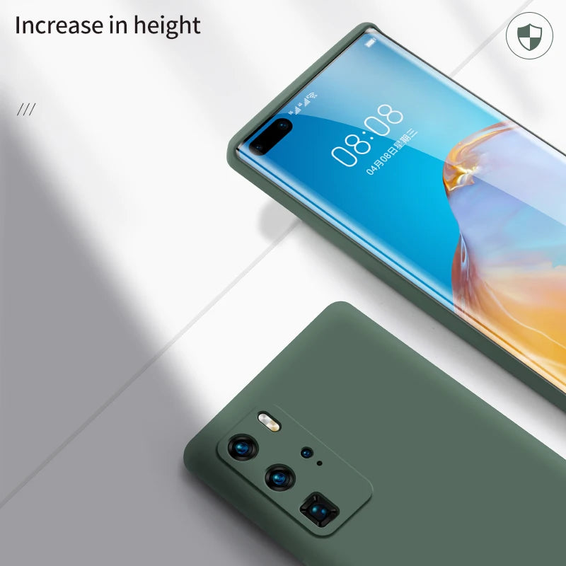 Liquid Silicone Case For Huawei  P40 P30 P20 Lite Pro Full protector Camera Case For Huawei Mate 20 30 Lite Pro Cover with Strap.
