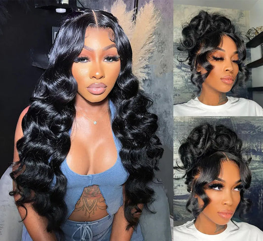 360 Lace Front Wigs Human Hair With Baby Hair Body Wave HD Lace Front Wigs Human Hair 200％ Density 360 Lace Front Wigs For Women Brazilian Virgin Human Hair Lace Front Wigs Natural Color (24 Inch)