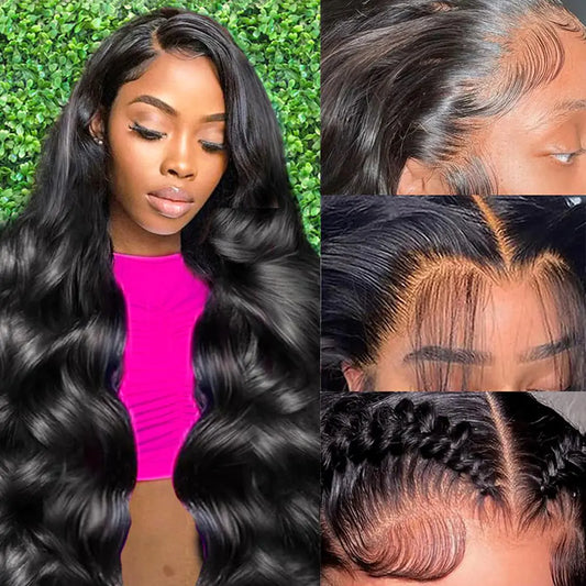 Lzlefho 250% Density 13X6 Body Wave Lace Front Wigs Human Hair Glueless Wigs Human Hair HD Lace Front Wigs Human Hair pre Plucked with Baby Hair Natural Color 22 Inch