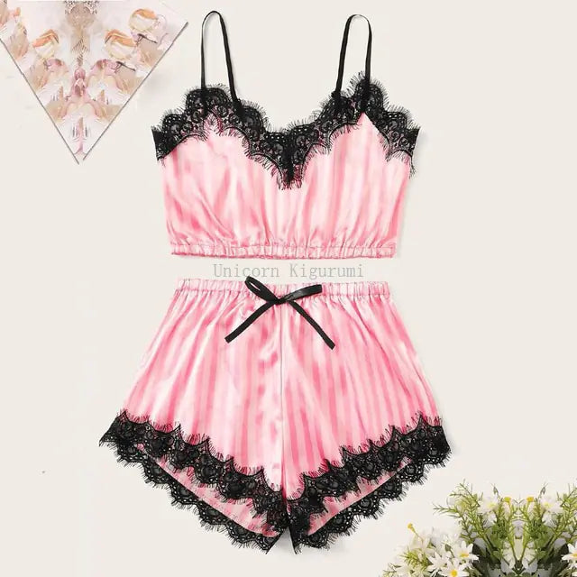 Lace Dot Print Pajama Set