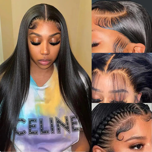 Knosps 13x6 HD Lace Front Wigs Human Hair Pre Plucked Straight Frontal Wigs Human Hair with Baby Hair 13x6 Glueless Wigs Human Hair 180 Density for Women 20 Inch