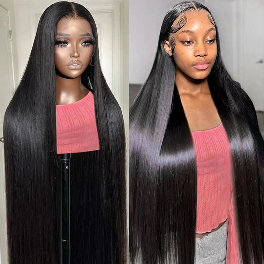 CUMASE Straight Lace Front Wigs Human Hair Pre Plucked 13x4 HD Lace Front Wigs Human Hair with Baby Hair 180 Density Glueless Wigs Human Hair Natural Color 30 Inch