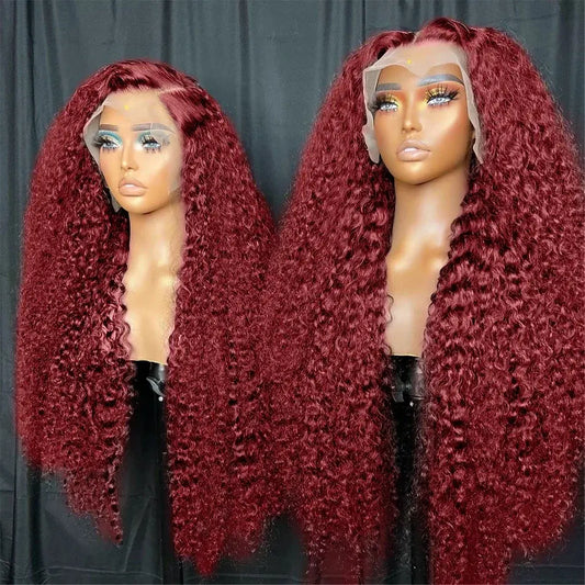 Transparent Lace Front Wig: Deep Remy Human Hair, 99J Burgundy