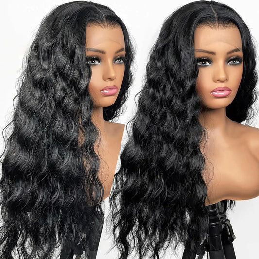YUPEWG Synthetic Lace Front Wigs Pre Plucked 28 Inch Long Deep Wave Wig Ready to Wear Glueless Wig 13x4x1 Middle Part Lace Front Curly Wigs for Black Women Synthetic Wigs