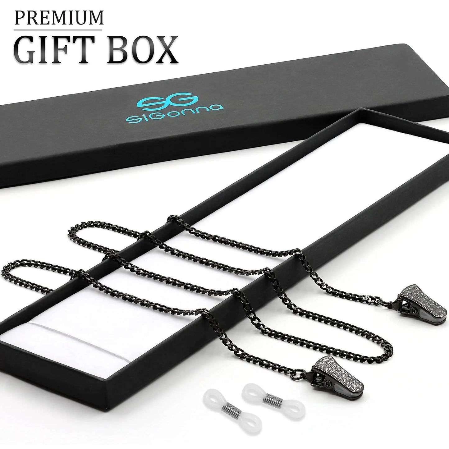 Eyeglass Chains for Women Men Glasses Black Holder NonSlip Silicon Tips 29 inch