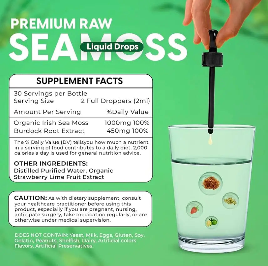 Irish Sea Moss Drops – Organic Wildcrafted, Fast-Acting & Flavorful Liquid Supplement