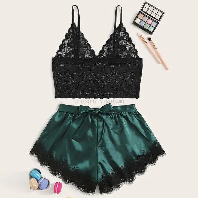 Lace Dot Print Pajama Set