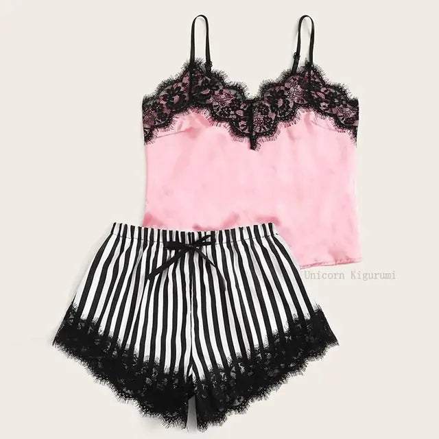 Lace Dot Print Pajama Set