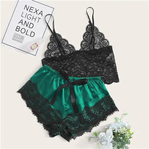 Lace Dot Print Pajama Set