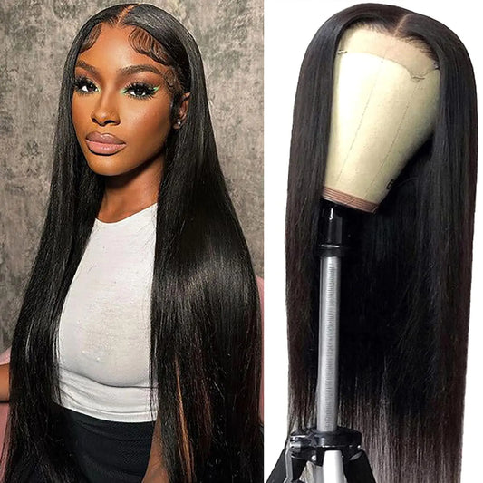 Siji Mei Straight Lace Front Wigs Human Hair for Black Women 4x4 Lace Closure Wigs Human Hair 180% Density Brazilian Glueless Wigs Human Hair 22 Inch