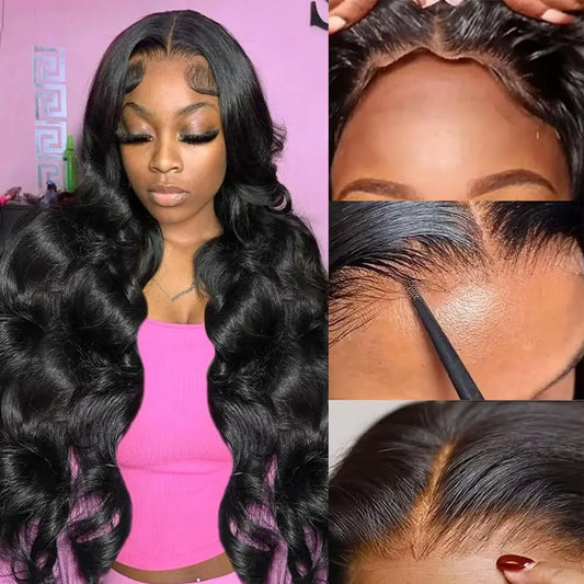 BVWCBJ 5x5 HD Lace Closure Wigs Human Hair 24 Inch Wear and Go Glueless Wigs Human Hair Pre Plucked Pre Cut 180% Density Body Wave Lace Front Wigs Human Hair 3 Seconds to Wear Glueless Wigs for Women